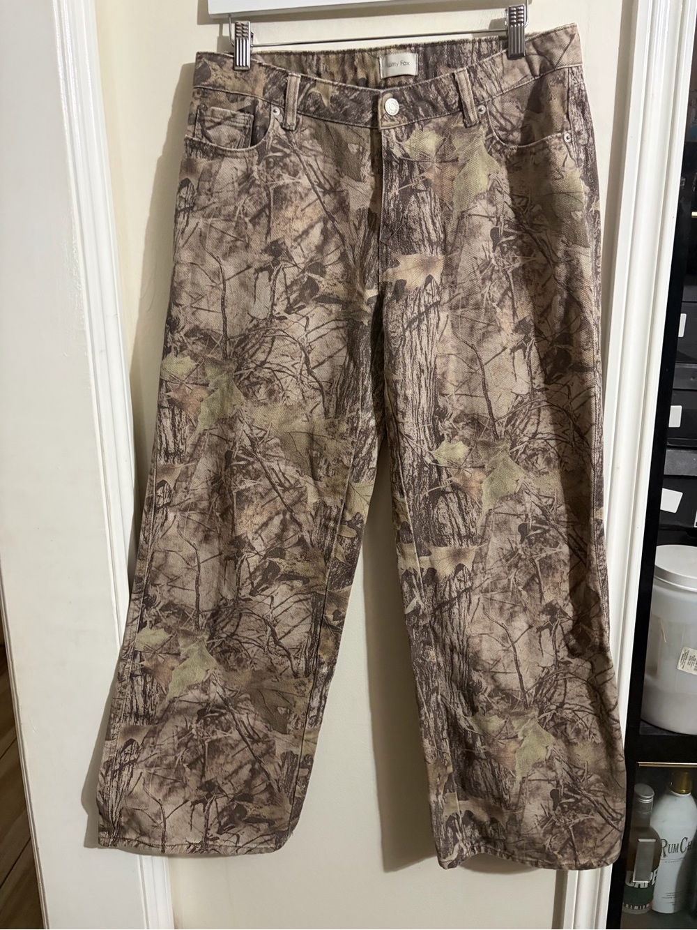 Wide Leg Camouflage Jeans - Women's Brown Camo